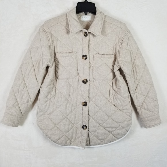 Z Supply Jackets & Blazers - Z Supply Quilted Shirt Jacket Oatmeal Heather Grey Shacket ZJ223884E Womens XS